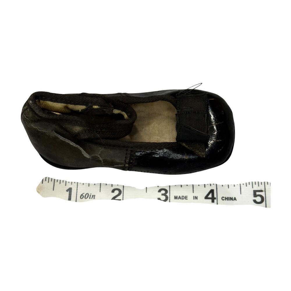 Antique Kreider Black Leather Baby Mary Jane Shoes Vintage - Picture 8 of 9